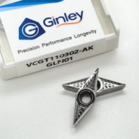 VCGT110302-AK VCGT110304 Plaquette de tournage en carbure cémenté Ginley non revêtue pour le tournage de finition de l'aluminium, du cuivre et des métaux non ferreux