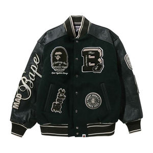 <span class=keywords><strong>Giacca</strong></span> da <span class=keywords><strong>Uomo</strong></span> Personalizzabile <span class=keywords><strong>Oversize</strong></span> Nera Stile Pilota Varsity di Alta Qualità - Product Image 2