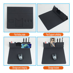 Alfombrilla de Ratón Multifuncional 3 en 1 de Cuero PU con Carga Inalámbrica de 15W, Soporte para Bolígrafo y Teléfono, para Trabajo desde Casa - Product Image 5