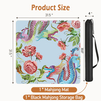 Tapis de mahjong de style chinois en caoutchouc naturel, pliable, antidérapant, imprimé, avec réduction du bruit pour tables
