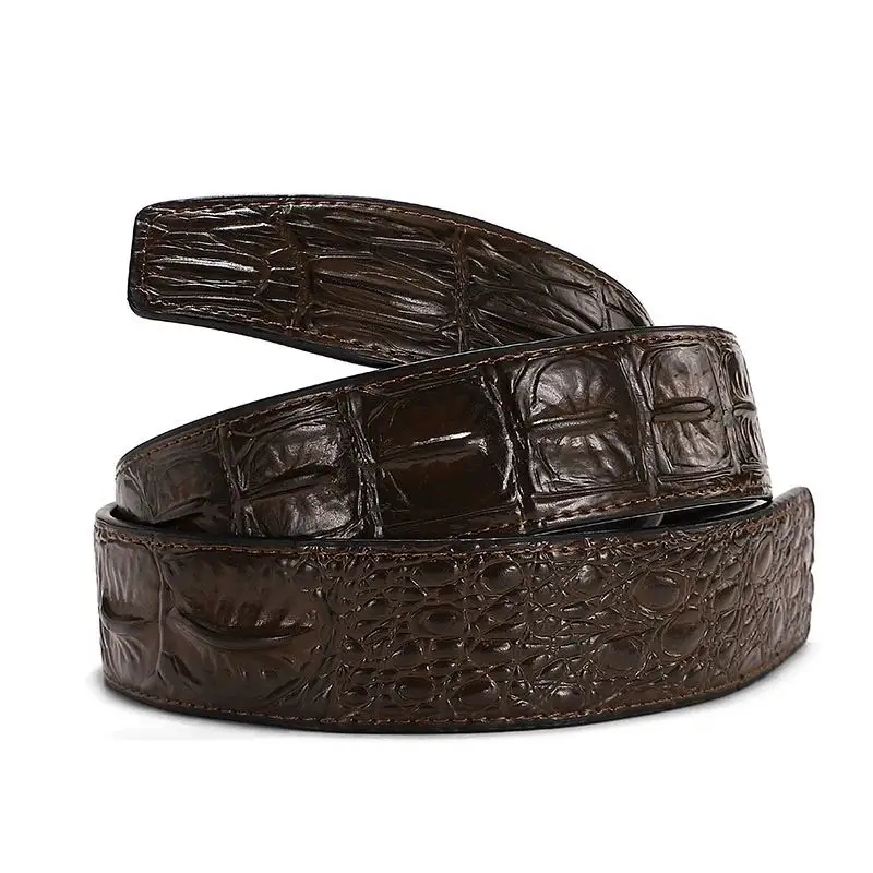 men custom no head genuine leather bet men crocodile belt no buckle replica designer crocodile belt band