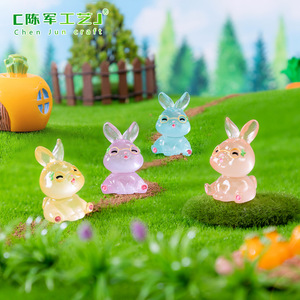 Bestseller: Ornamento da Giardino Chunjun Moss Microlandscape, Coniglietto Luminoso, Accessori per Desktop e Cucina - Product Image 4