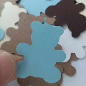 100PCS Confettis en forme d'ours pour baby shower, confettis en papier bleu et marron pour garçon et fille, décorations de table pour fête à domicile SP-27 - Product Image 5