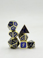 Set Dadu DND Polihedral Paduan Seng Ukiran Naga Biru Buatan Tangan Mewah untuk Permainan RPG