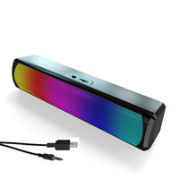 Haut-parleurs d'ordinateur avec lumière Rgb Barre de son d'ordinateur filaire Mini haut-parleurs de barre de son stéréo alimentés par Usb pour Pc Tablettes Ordinateur portable