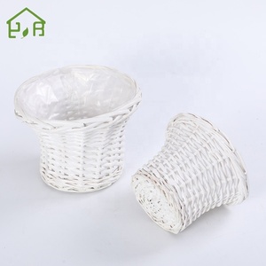 Commercio all'ingrosso di vendita caldo del canestro della piantatrice della pianta del supporto del vaso di fiore del salice del vaso di fiori tessuto <span class=keywords><strong>vimini</strong></span> bianco amichevole di eco - Product Image 2