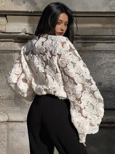 Blusa Sexy para <span class=keywords><strong>Mujer</strong></span>, Camisetas, Tops Femeninos Ajustados <span class=keywords><strong>de</strong></span> Manga Larga, Blusa Blanca Bordada <span class=keywords><strong>de</strong></span> Moda para <span class=keywords><strong>Mujer</strong></span> - Product Image 3
