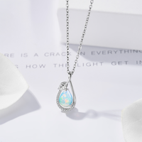 Collier en argent sterling S925 avec opale naturelle, larmes de vie, vente en gros personnalisée, pendentif en forme de larme, mode de luxe pour femmes