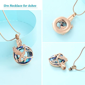 Kalung guci pohon kehidupan untuk abu cincin elang perhiasan kremasi liontin abu hewan peliharaan manusia kenang-kenangan elang - Product Image 4