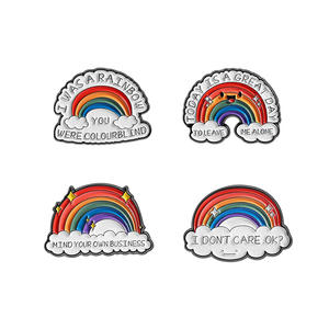 Wish New Personality Cute Rainbow Series Broche gravée en métal Creative Cartoon Humorous Satirical English Citations - Product Image 5