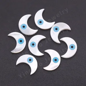 Manufacturer White Shell Evil Eyes Moon Shape Mother of Pearl Natural Gemstone for Decoration