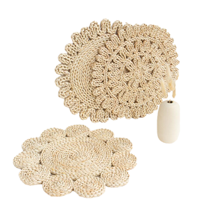 Sets de table ronds tressés en jute, paille et feuilles de maïs, faits à la main, résistants à la chaleur, couleur et taille personnalisables - Product Image 4