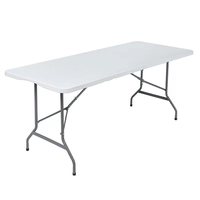 Table Pliante Rectangulaire Légère Blanche en Plastique HDPE Personnalisée pour Extérieur, Idéale pour Événements et Camping