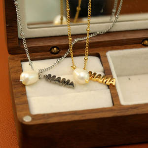 Delicado Collar con Colgante de Perla en Acero Inoxidable 316L Chapado en Oro PVD de 14k/18k, Joyería Fina para el Día de la Madre, Collar para Mamá - Product Image 4