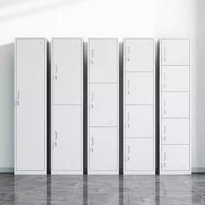 Armoire de rangement métallique économique à une seule porte avec 4 étagères réglables, design industriel pour chambre et école - Product Image 3
