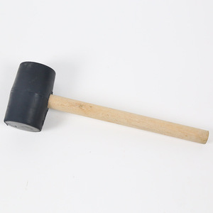 Rubber Mallet 200g Black Elastic Head Wooden Handle For Tile Installation And Woodworking - Product Image 1