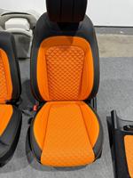Housses de siège avant de voiture en cuir, toutes saisons, style luxueux, protection, couleur orange et noir