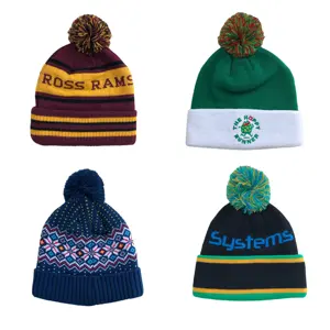 Высококачественные акриловые теплые зимние шапки на заказ, шапки, вязаная шапка с помпоном