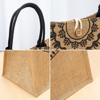Sac fourre-tout en lin pour femme, motif floral, pliable, avec deux poignées, fait main, pour le travail, les trajets domicile-travail, les courses, respectueux de l'environnement