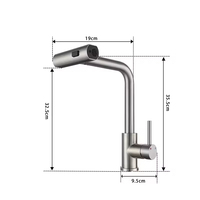Robinet de lavabo mural moderne en acier inoxydable finition chromée, 2 poignées, 2 trous, avec capteur tactile, fonction douche pluie et douchette extractible