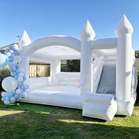 Château Gonflable Blanc Commercial avec Piscine à Balles, Toboggan Aquatique et Piscine – Idéal pour Mariages et Locations