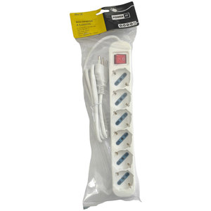 Barre d'alimentation Schuko 6 voies avec interrupteur, câble de 1,8 m, blanc - Product Image 2