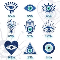 Patch brodé Œil protecteur bleu, motif Hamsa, paume et lune, à coudre/à repasser, applique de réparation, accessoires de bricolage pour vêtements