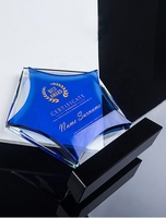 Plaques en cristal bleu Star, produit de qualité, avec Base noire, vente en gros, collection