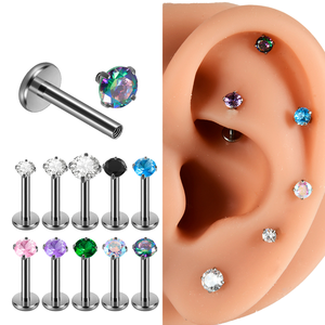 G23 टाइटेनियम क्लैव स्टड रंगीन cz zircon Labt कान लोब हेलिक्स ट्रेटस कार्टिलेज लिप पीरलिंग बॉडी क्लासिक शादी महान उपहार - Product Image 1