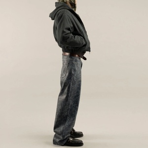 Custom Duck Canvas Cropped Zip Workwear <b>Jacket</b> Boxy Twill <b>Trucker</b>-style Vintage Hooded Lined Carpenter Work <b>Jackets</b> - Product Image 5