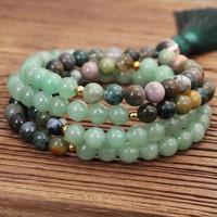 108 Mala vert Aventurine perlé collier de prière pour femmes/hommes Protection chapelet inde Agate perles colliers Yoga méditation