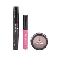 Boîte de papier pailleté Glam Full Lip and Eye Glossy Lip Gloss Mascara Primer Palette de fards à paupières 3 couleurs