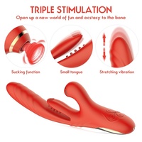Vibrateur à triple stimulation pour femmes, 7 modes de succion, léchage de langue, jouet lapin extensible en silicone, vente en gros OEM