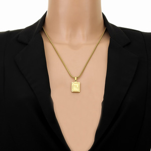 Collar Unisex Cuadrado de Acero Inoxidable 304 Chapado en Oro con <span class=keywords><strong>Piedras</strong></span> Creadas en Laboratorio de Corte Princesa, Colgante de los Doce Signos <span class=keywords><strong>del</strong></span> <span class=keywords><strong>Zodíaco</strong></span>, de Alta Gama - Product Image 3