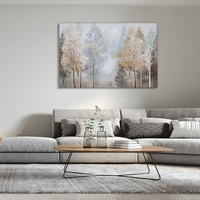 Peinture à l'huile 100% peinte à la main sur toile de lin 230g, Paysage abstrait Arbre de Vie pour décoration murale de salon, Tailles personnalisées