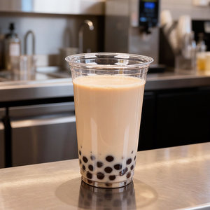 Custom 12 14 16 18 20oz Disposable Pet Round Bottom Clear Boba Tea <b>Ice</b> <b>Coffee</b> Plastic <b>Cups</b> For Takeaway - Product Image 1