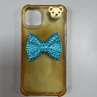 Coque de téléphone DIY artisanale de luxe avec breloques décoratives en forme de nœud et diamants, couleurs rose, blanc, bleu, violet, rouge, noir, pour loisirs créatifs