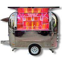 Mini remorque à café en acier inoxydable, remorque de foodtruck, remorque de vente de salades, chariot de nourriture mobile sur roues