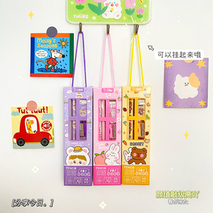 قطعة قرطاسية جائزة خمس قطع بدلة تعليمية قلم رصاص كرتون مسطرة قلم رصاص براية مطاطية هدايا صغيرة للبيع بالجملة - Product Image 5