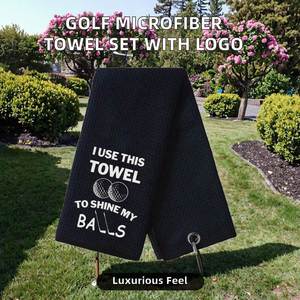 Serviette de golf gaufrée en microfibre à trois plis avec logo brodé, séchage rapide, ensemble deux pièces pour adulte, Wuxi Ivy Textile, meilleures ventes - Product Image 2