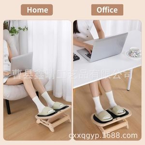 Wooden <b>Office</b> Footstool <b>Adjustable</b> Footrest Under <b>Desk</b> Ergonomic Multi Functional Trapezoid Shape Minimalist Design - Product Image 3