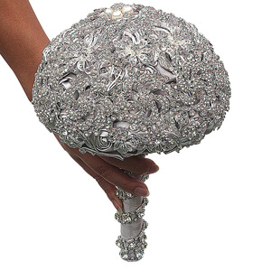 Bouquet de mariée personnalisé de luxe avec cristaux scintillants, bouquet de fleurs à tenir à la main pour la mariée, mariage - Product Image 3