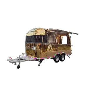 Stainless Steel Food Cart Street Coffee trailer Airstream Beer Bar Retro Fast Food Truck Pizza Trailer Mobile Kitchen for sale