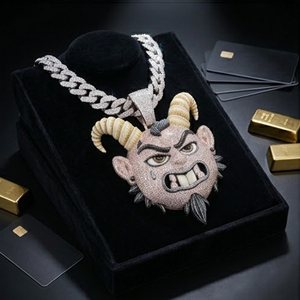 Pendentif Démon de Luxe en Argent 925 et Moissanite Sertie de Pierres pour Hommes, Style Streetwear, Rap, Hip Hop, Soirées - Product Image 6