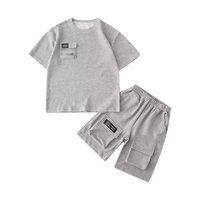 Ensemble de Vêtements pour Garçons, Boutique Enfants, 2 Pièces, Chemise Uni à Manches Courtes et Short Mi-Long, Tenue d'Été pour Adolescents et Enfants
