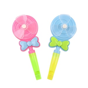 Jouet moulin à vent en plastique en forme de sucette, petits moulins à vent colorés en plastique pour enfants, cadeaux promotionnels avec sifflet - Product Image 1