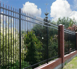 Panneaux de clôture en acier de sécurité noirs de 2,4 m de long et 1,8 m de haut, pour jardin extérieur, galvanisés, en <span class=keywords><strong>fer</strong></span> <span class=keywords><strong>forgé</strong></span>, modélisation 3D, imperméables - Product Image 2