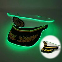 Cappello da Capitano LED Luminoso, Berretto Uniforme da Yacht Multicolore con Filo EL, Cappello Luminoso da Donna in Poliestere/Rayon per Nightclub, Bar, Feste, Crociere