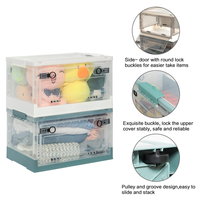 Boîtes de rangement empilables transparentes avec couvercles, cubes de rangement pliables avec roulettes, conteneurs de rangement en plastique avec doubles portes