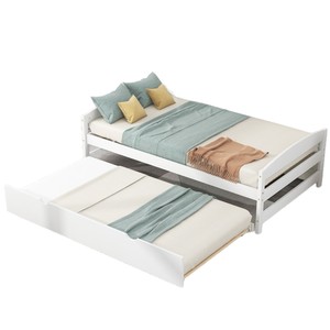 <b>White</b> Wooden <b>Bed</b> <b>Frame</b> Adjustable Height Double Size <b>Storage</b> Drawer Bedroom Furniture for Children Adults Elderly - Product Image 5